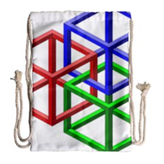 Impossible Cubes Red Green Blue Drawstring Bag (large) by Mariart