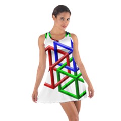 Impossible Cubes Red Green Blue Cotton Racerback Dress by Mariart