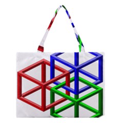 Impossible Cubes Red Green Blue Medium Tote Bag by Mariart