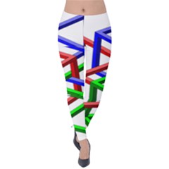 Impossible Cubes Red Green Blue Velvet Leggings