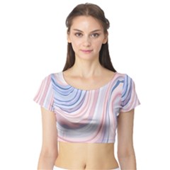 Marble Abstract Texture With Soft Pastels Colors Blue Pink Grey Short Sleeve Crop Top (tight Fit) by Mariart