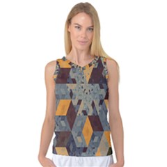 Apophysis Isometric Tessellation Orange Cube Fractal Triangle Women s Basketball Tank Top by Mariart