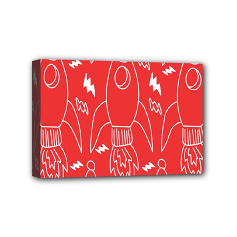 Moon Red Rocket Space Mini Canvas 6  X 4  by Mariart