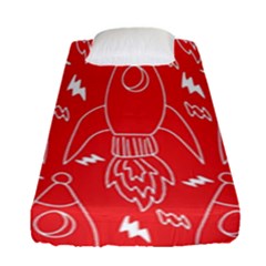 Moon Red Rocket Space Fitted Sheet (single Size) by Mariart