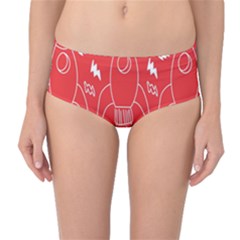 Moon Red Rocket Space Mid-waist Bikini Bottoms by Mariart