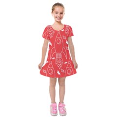 Moon Red Rocket Space Kids  Short Sleeve Velvet Dress by Mariart