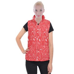 Moon Red Rocket Space Women s Button Up Puffer Vest