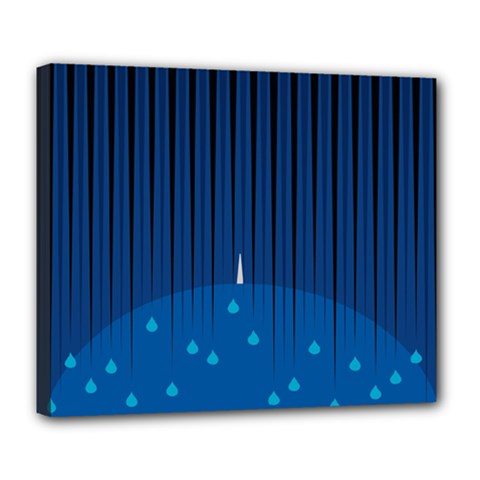 Rain Blue Sky Water Black Line Deluxe Canvas 24  X 20  