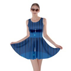 Rain Blue Sky Water Black Line Skater Dress by Mariart