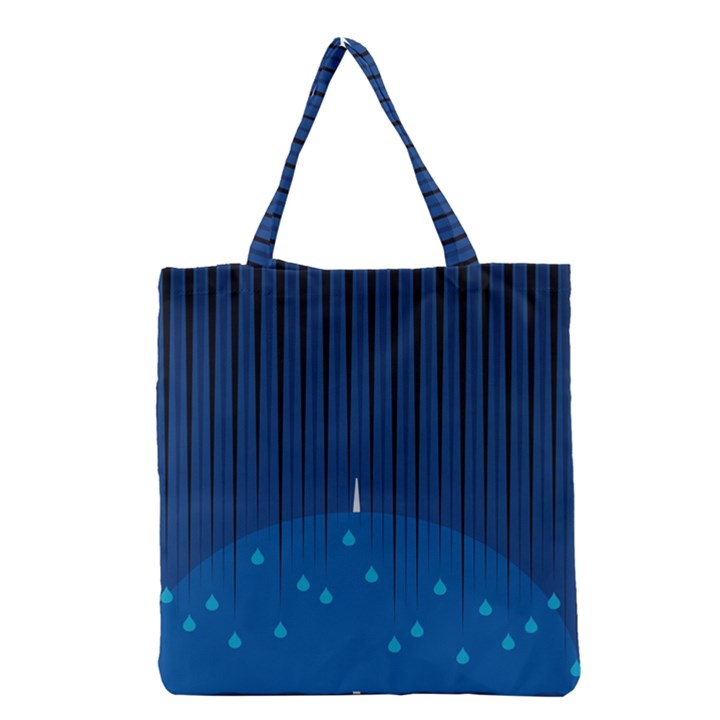 Rain Blue Sky Water Black Line Grocery Tote Bag