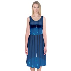 Rain Blue Sky Water Black Line Midi Sleeveless Dress by Mariart