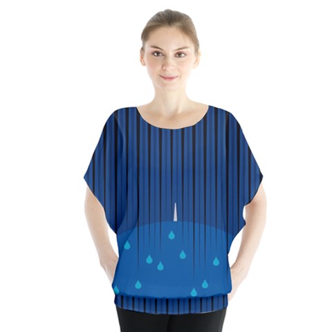 Rain Blue Sky Water Black Line Blouse by Mariart