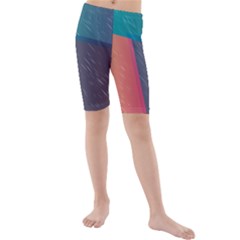 Modern Minimalist Abstract Colorful Vintage Adobe Illustrator Blue Red Orange Pink Purple Rainbow Kids  Mid Length Swim Shorts by Mariart