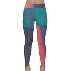 Modern Minimalist Abstract Colorful Vintage Adobe Illustrator Blue Red Orange Pink Purple Rainbow Classic Yoga Leggings by Mariart