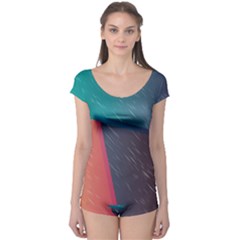 Modern Minimalist Abstract Colorful Vintage Adobe Illustrator Blue Red Orange Pink Purple Rainbow Boyleg Leotard  by Mariart