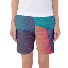 Modern Minimalist Abstract Colorful Vintage Adobe Illustrator Blue Red Orange Pink Purple Rainbow Women s Basketball Shorts by Mariart