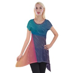 Modern Minimalist Abstract Colorful Vintage Adobe Illustrator Blue Red Orange Pink Purple Rainbow Short Sleeve Side Drop Tunic by Mariart