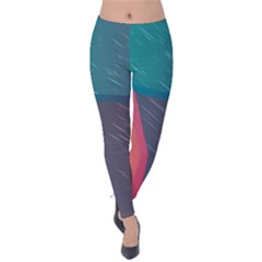 Modern Minimalist Abstract Colorful Vintage Adobe Illustrator Blue Red Orange Pink Purple Rainbow Velvet Leggings