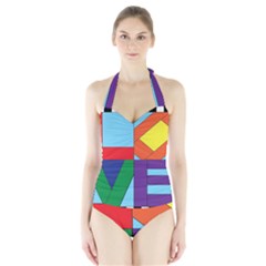 Rainbow Love Halter Swimsuit by Mariart