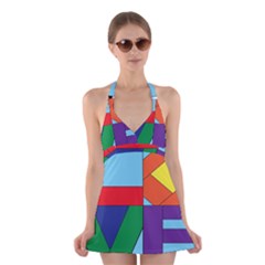 Rainbow Love Halter Swimsuit Dress by Mariart