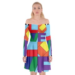 Rainbow Love Off Shoulder Skater Dress