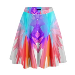 Poly Symmetry Spot Paint Rainbow High Waist Skirt by Mariart