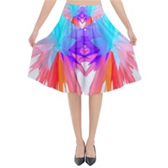 Poly Symmetry Spot Paint Rainbow Flared Midi Skirt by Mariart