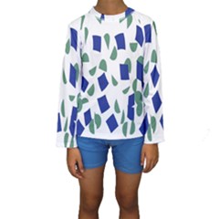 Scatter Geometric Brush Blue Gray Kids  Long Sleeve Swimwear by Mariart