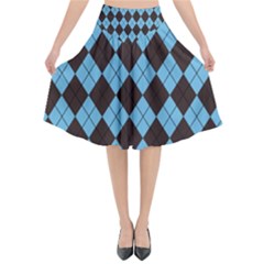 Plaid Pattern Flared Midi Skirt