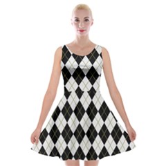 Plaid Pattern Velvet Skater Dress by Valentinaart