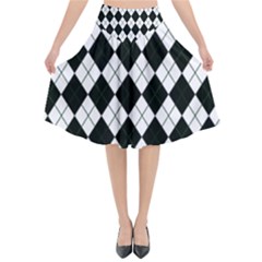 Plaid Pattern Flared Midi Skirt