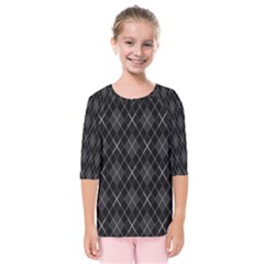 Plaid Pattern Kids  Quarter Sleeve Raglan Tee