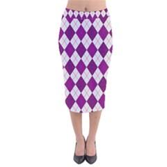 Plaid Pattern Velvet Midi Pencil Skirt