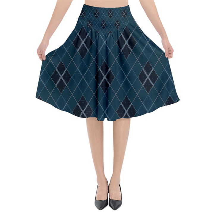 Plaid pattern Flared Midi Skirt