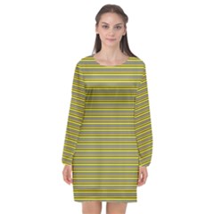 Lines Pattern Long Sleeve Chiffon Shift Dress 