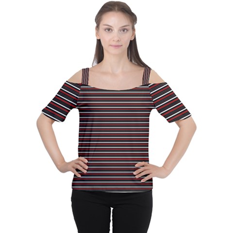 Lines Pattern Women s Cutout Shoulder Tee by Valentinaart