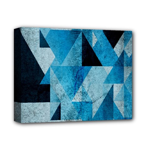 Plane And Solid Geometry Charming Plaid Triangle Blue Black Deluxe Canvas 14  X 11  by Mariart