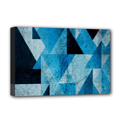 Plane And Solid Geometry Charming Plaid Triangle Blue Black Deluxe Canvas 18  X 12   by Mariart