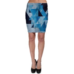 Plane And Solid Geometry Charming Plaid Triangle Blue Black Bodycon Skirt by Mariart