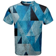 Plane And Solid Geometry Charming Plaid Triangle Blue Black Men s Cotton Tee by Mariart