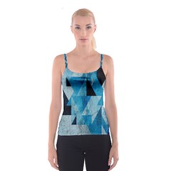 Plane And Solid Geometry Charming Plaid Triangle Blue Black Spaghetti Strap Top by Mariart