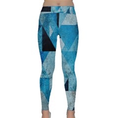 Plane And Solid Geometry Charming Plaid Triangle Blue Black Classic Yoga Leggings by Mariart