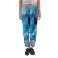 Plane And Solid Geometry Charming Plaid Triangle Blue Black Women s Jogger Sweatpants by Mariart