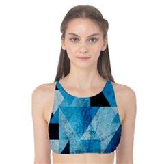 Plane And Solid Geometry Charming Plaid Triangle Blue Black Tank Bikini Top by Mariart