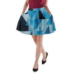 Plane And Solid Geometry Charming Plaid Triangle Blue Black A-line Pocket Skirt by Mariart