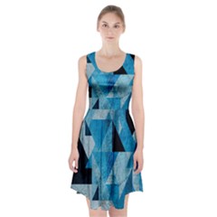 Plane And Solid Geometry Charming Plaid Triangle Blue Black Racerback Midi Dress by Mariart