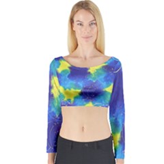 Mulberry Paper Gift Moon Star Long Sleeve Crop Top by Mariart