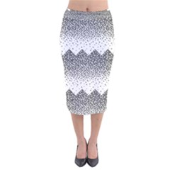 Original Plaid Chevron Wave Velvet Midi Pencil Skirt