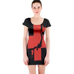 Sign Health Red Black Short Sleeve Bodycon Dress by Mariart