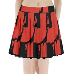 Sign Health Red Black Pleated Mini Skirt